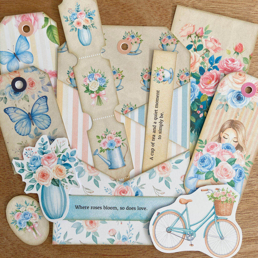 Shabby Chic Rose Junk Journaling Loaded Tag kit