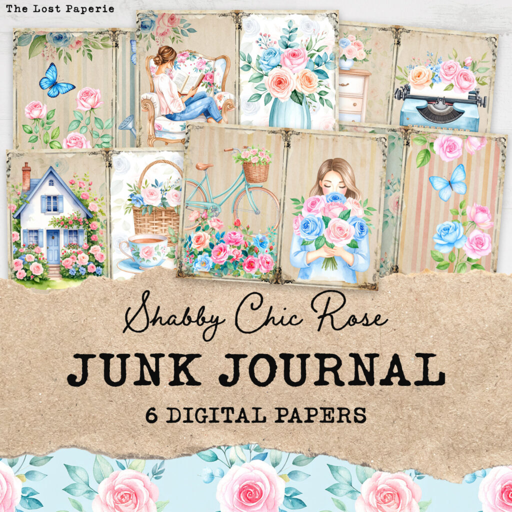 Shabby Chic Rose Junk Journal Pages