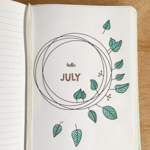 July Monthly cover page in bullet journal