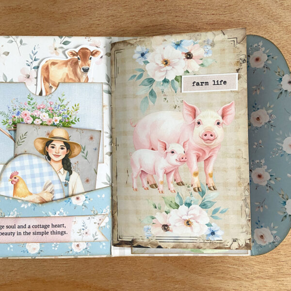 Farmhouse folio-style Junk Journal Made using the Farmhouse printable kit