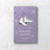 Front cover of Synchro Ice Skating Logbook - purple with white ice skates, hearts and snowflakes.