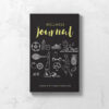Wellness Journal Notebook showing a black cover with white fitness icons.