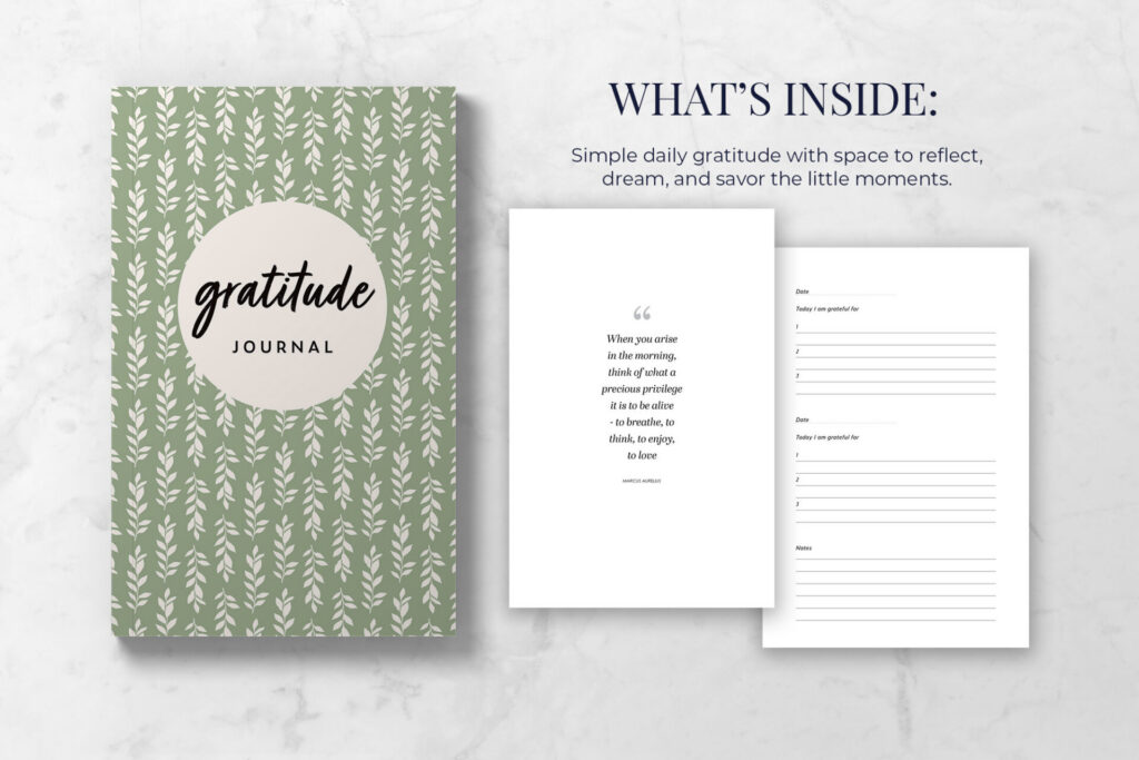 Gratitude Journal - Sage Green with Leaves Cover